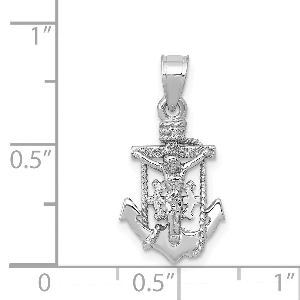14k White Gold Polished Mariner Crucifix Pendant-K5579