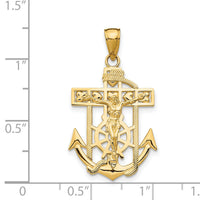 14K Polished Textured Mini Mariners Crucifix Pendant-K5581