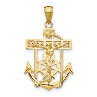14K Polished Textured Mini Mariners Crucifix Pendant-K5581