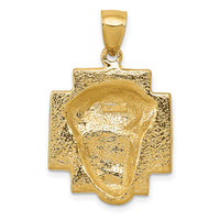14K Gold Polished Large Jesus Head With Crown Pendant-K5584