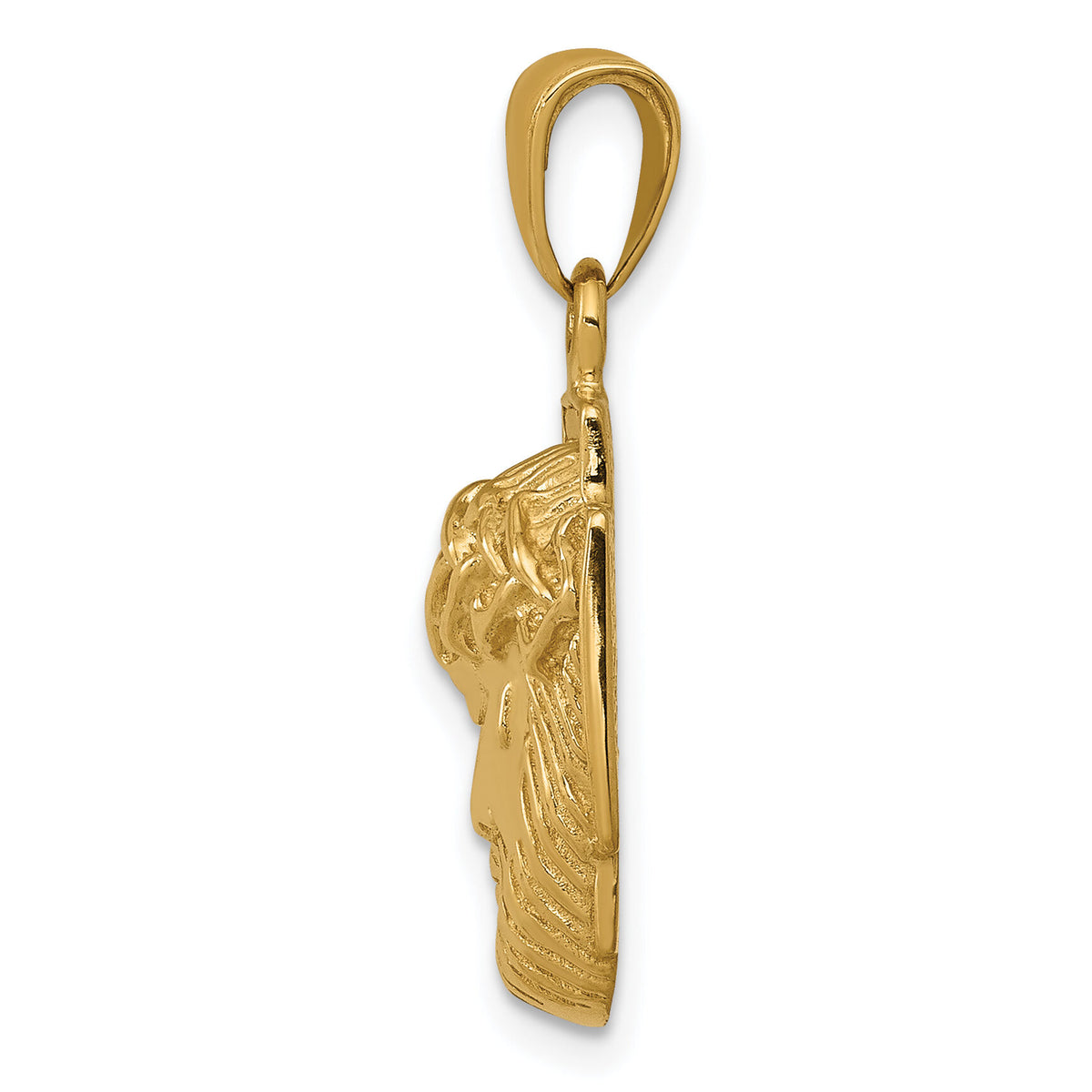 14K Gold Polished Small Jesus Head With Crown Pendant-K5585