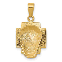14K Gold Polished Small Jesus Head With Crown Pendant-K5585