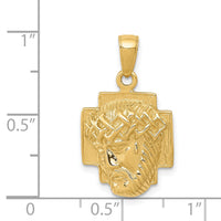 14K Gold Polished Small Jesus Head With Crown Pendant-K5585