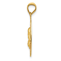 14K w/Rose and White Rhodium D/C Sagrado Corazon Oval Pendant-K5586