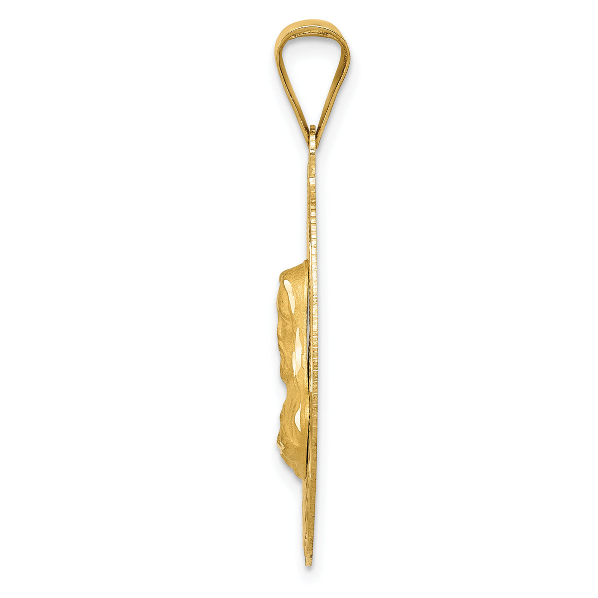 14K Polished D/C Sagrado Corazon Oval Pendant-K5590