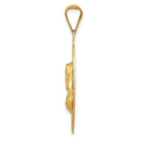 14K Polished D/C Sagrado Corazon Oval Pendant-K5590