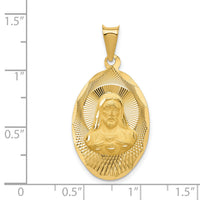 14K Polished D/C Sagrado Corazon Oval Pendant-K5590