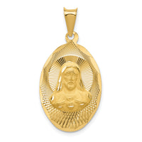 14K Polished D/C Sagrado Corazon Oval Pendant-K5590
