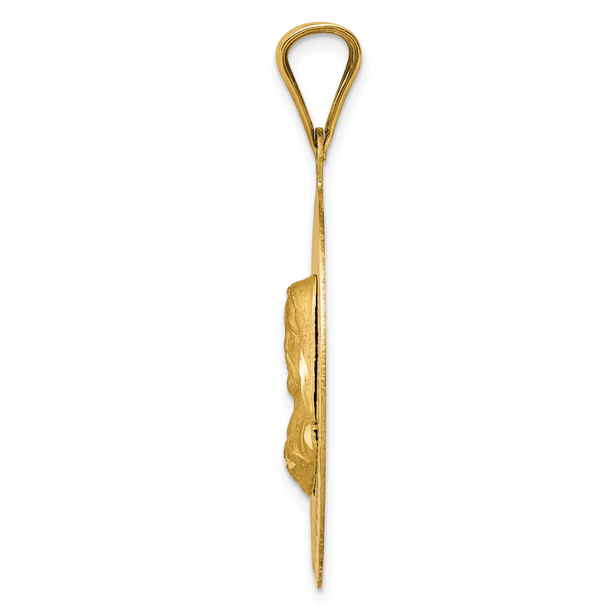14K Polished D/C Sagrado Corazon Oval Pendant-K5591