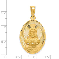 14K Polished D/C Sagrado Corazon Oval Pendant-K5591