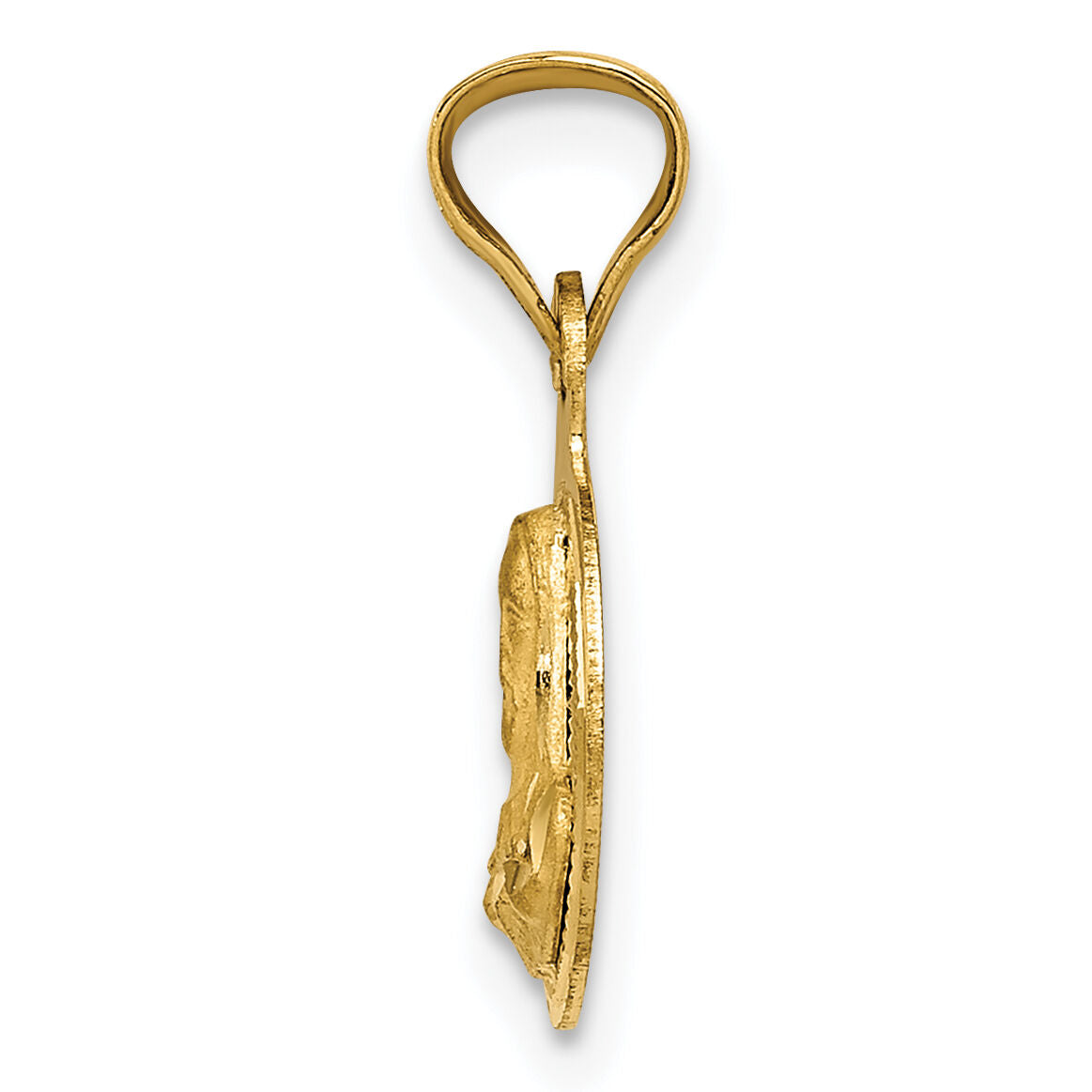 14K Polished D/C Sagrado Corazon Circle Pendant-K5593