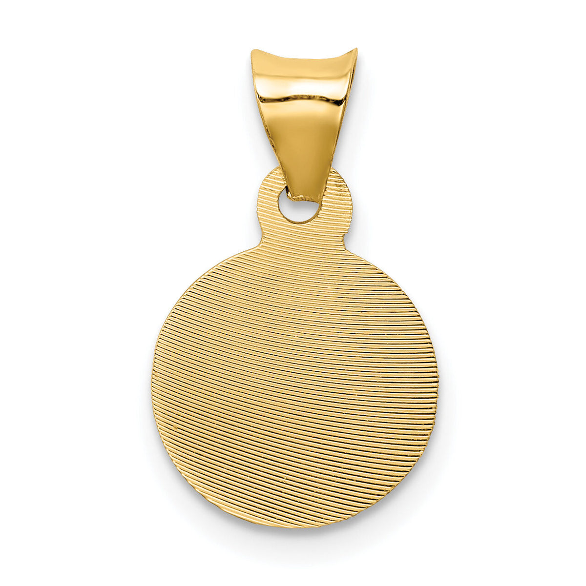 14K Polished D/C Sagrado Corazon Circle Pendant-K5593