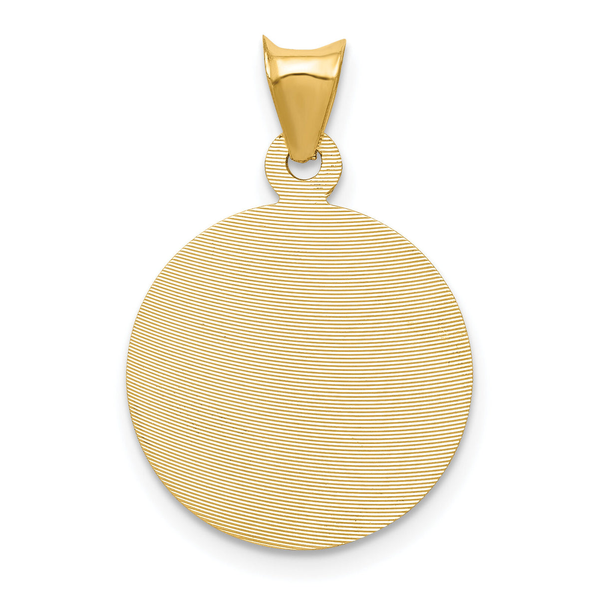 14K Polished D/C Sagrado Corazon Circle Pendant-K5595
