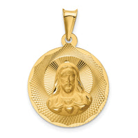 14K Polished D/C Sagrado Corazon Circle Pendant-K5596
