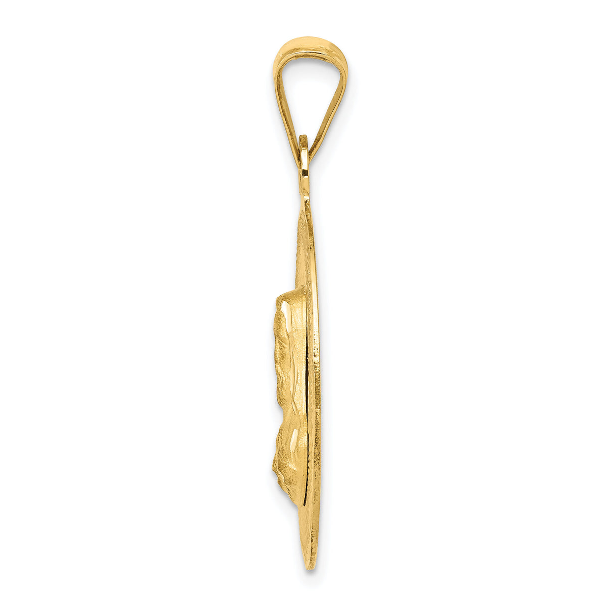 14K Polished D/C Sagrado Corazon Circle Pendant-K5597