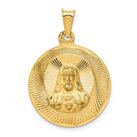 14K Polished D/C Sagrado Corazon Circle Pendant-K5597