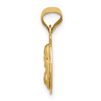 14K w/Rose and White Rhodium D/C Sagrado Corazon Pendant-K5599