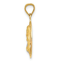 14K w/Rose and White Rhodium D/C Sagrado Corazon Pendant-K5600