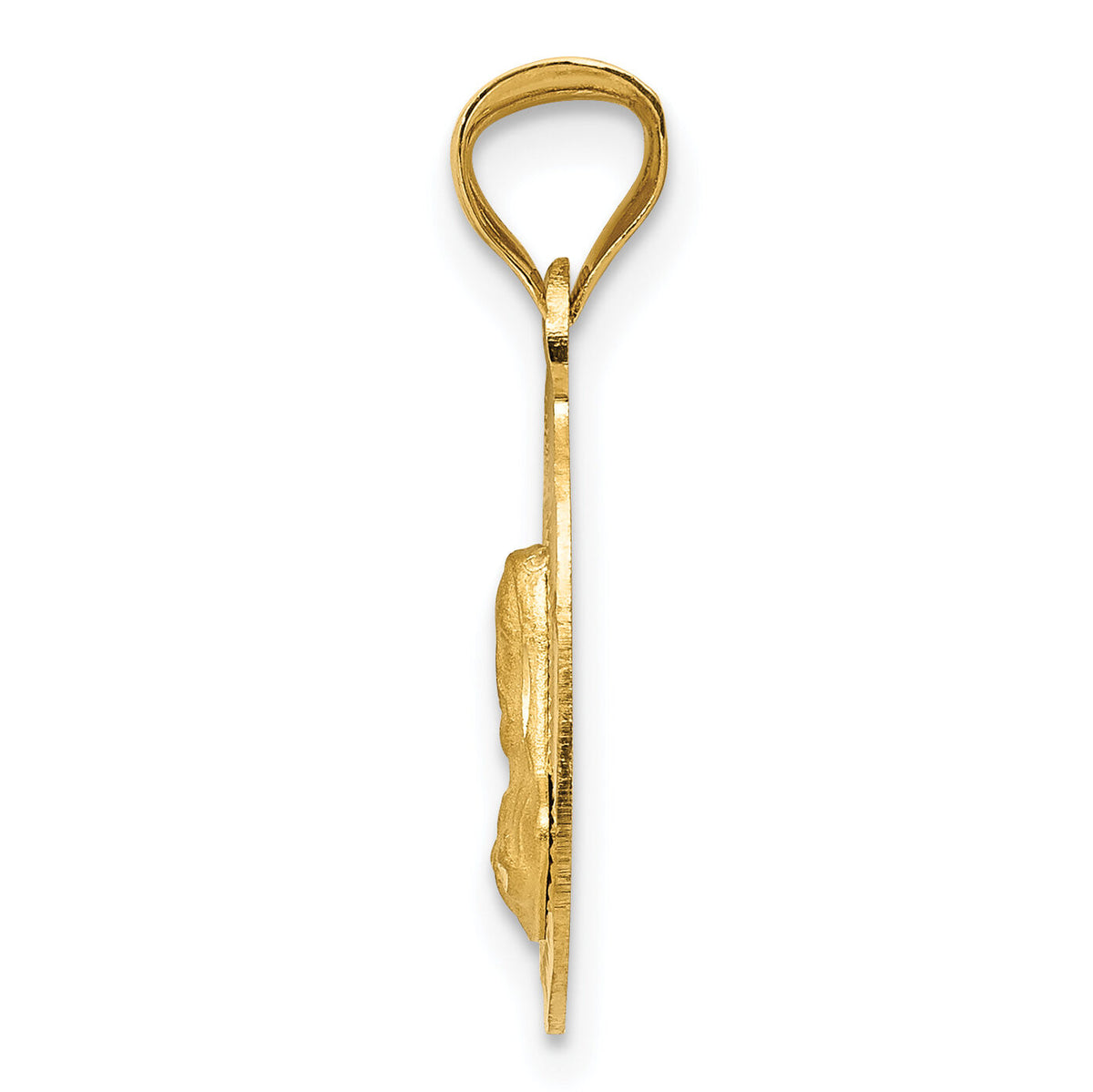 14K Polished D/C Sagrado Corazon Oval Pendant-K5603
