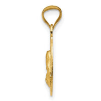 14K Polished D/C Sagrado Corazon Oval Pendant-K5603