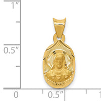 14K Polished D/C Sagrado Corazon Oval Pendant-K5603