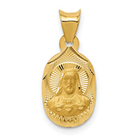 14K Polished D/C Sagrado Corazon Oval Pendant-K5603