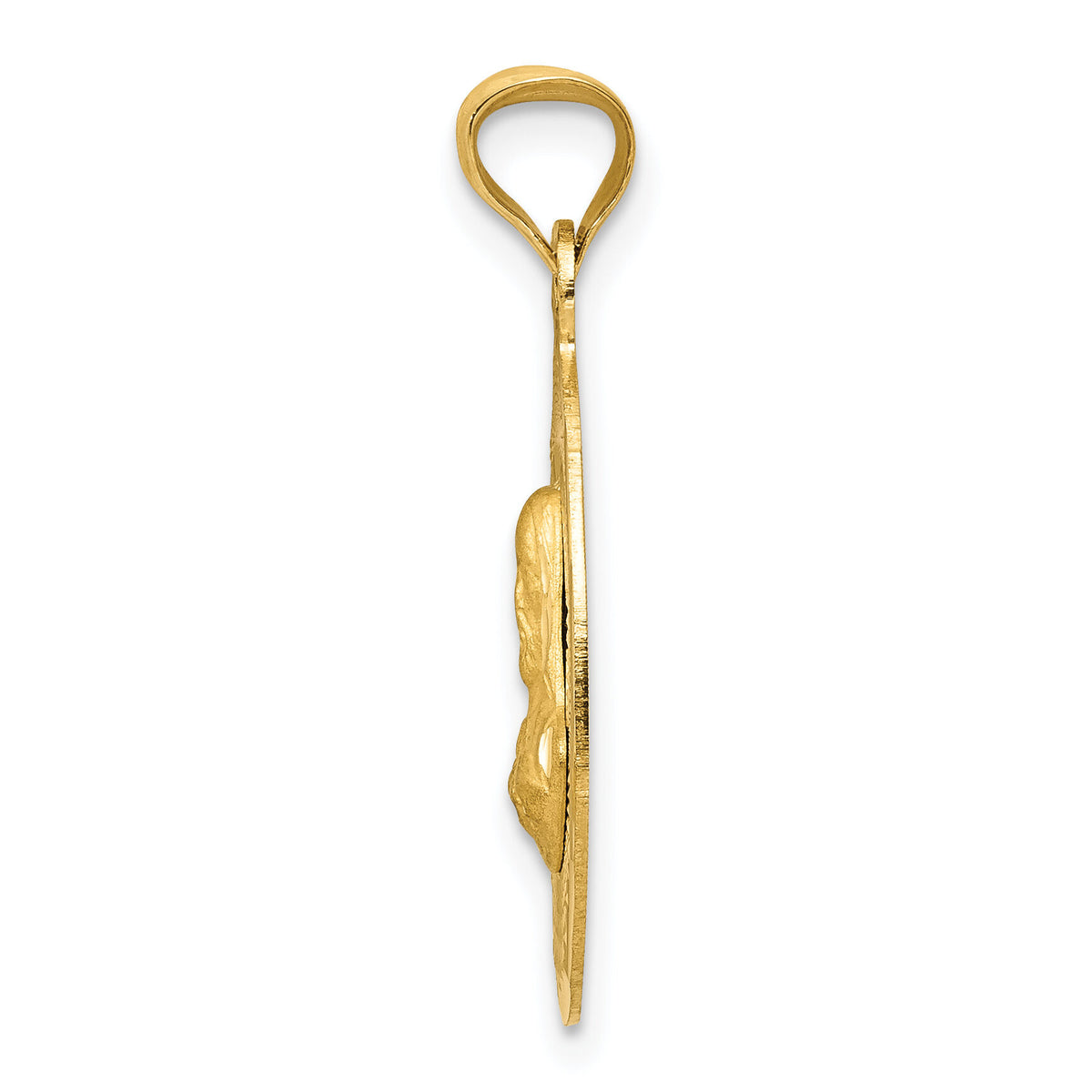 14K Polished D/C Sagrado Corazon Oval Pendant-K5604