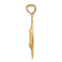 14K Polished D/C Sagrado Corazon Oval Pendant-K5604