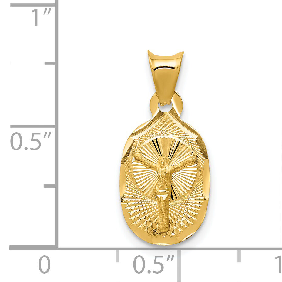 14K Polished D/C Corpus Oval Pendant-K5606