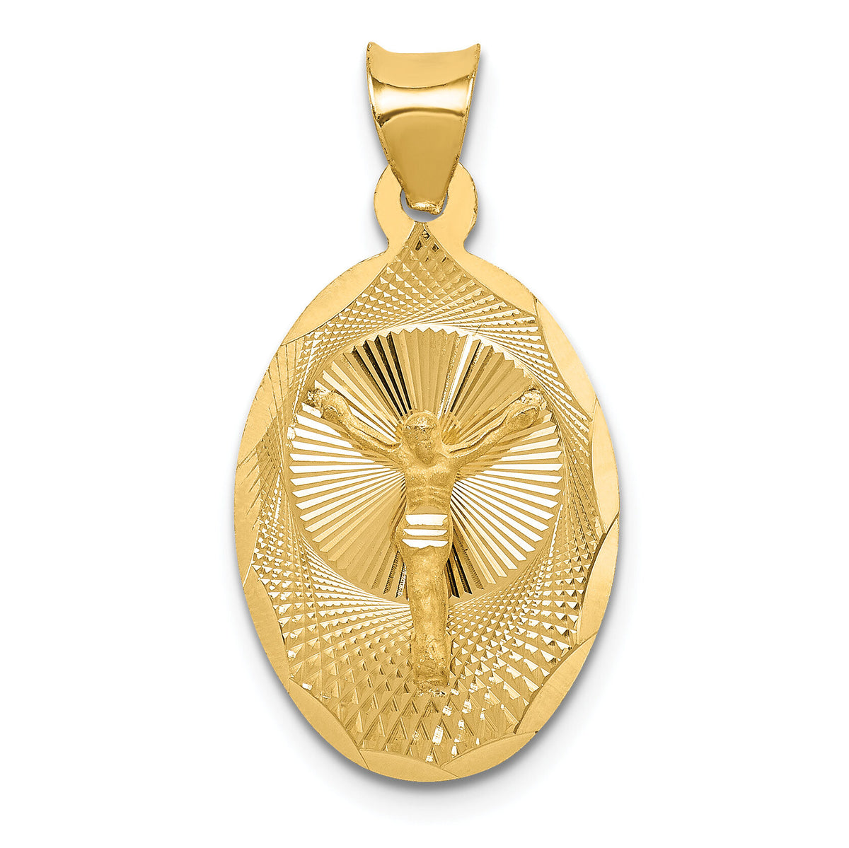 14K Polished D/C Corpus Oval Pendant-K5607