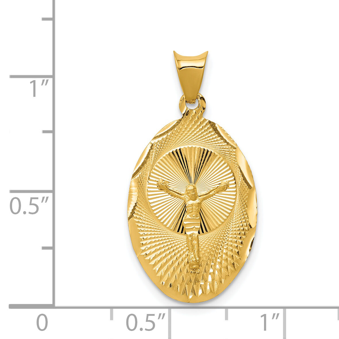 14K Polished D/C Corpus Oval Pendant-K5608