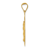 14K Polished D/C Corpus Circle Pendant-K5616
