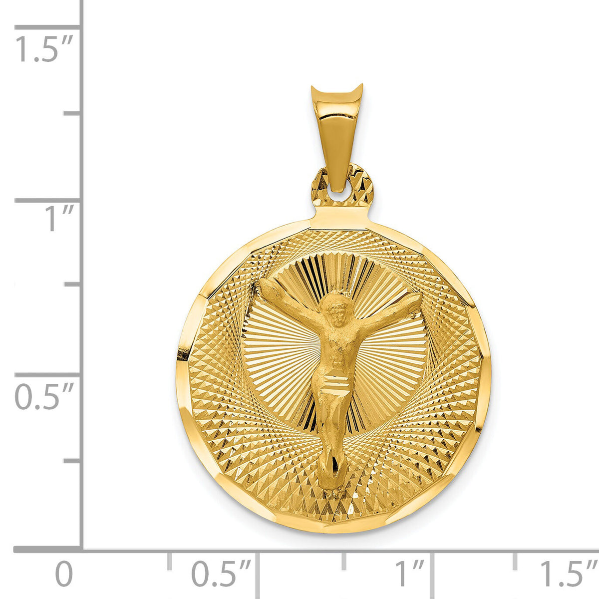 14K Polished D/C Corpus Circle Pendant-K5616