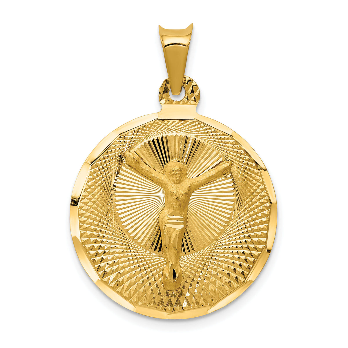 14K Polished D/C Corpus Circle Pendant-K5616