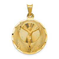 14K Polished D/C Corpus Circle Pendant-K5616