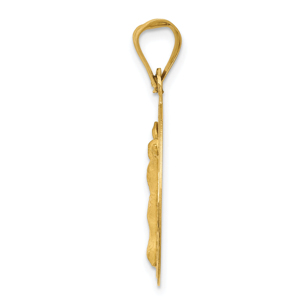 14K Polished D/C Corpus Circle Pendant-K5617