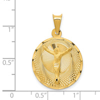 14K Polished D/C Corpus Circle Pendant-K5617