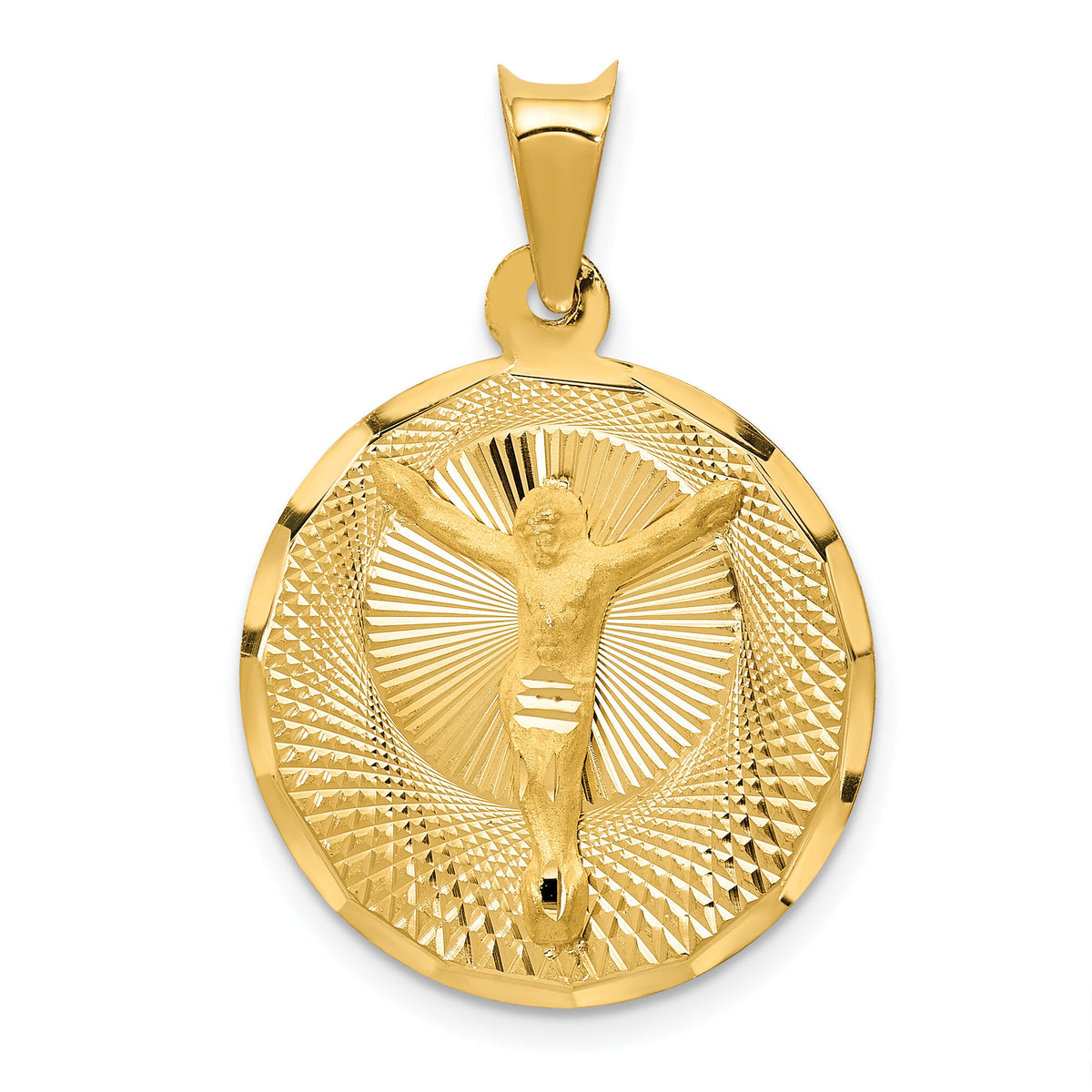 14K Polished D/C Corpus Circle Pendant-K5617