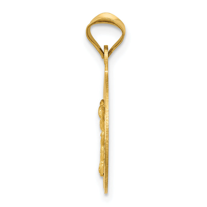 14K Polished D/C Corpus Circle Pendant-K5618