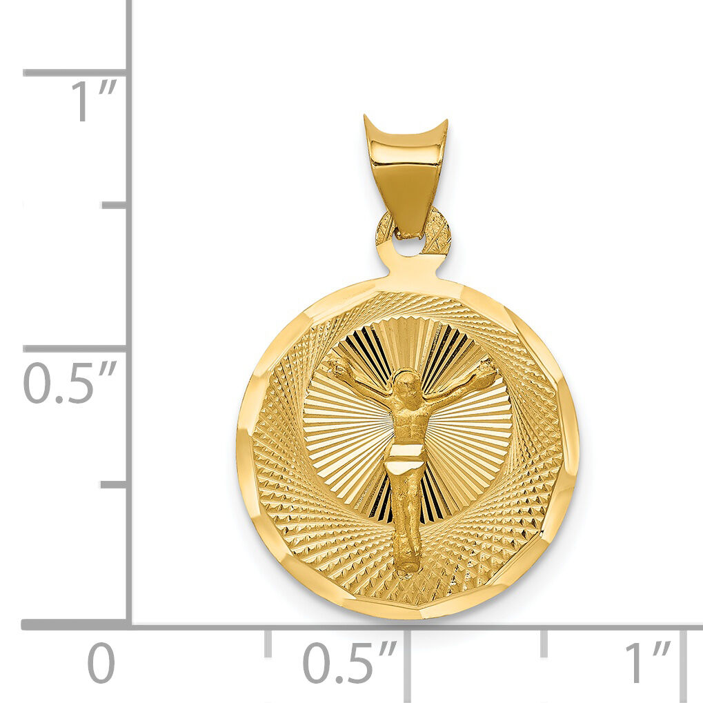 14K Polished D/C Corpus Circle Pendant-K5618