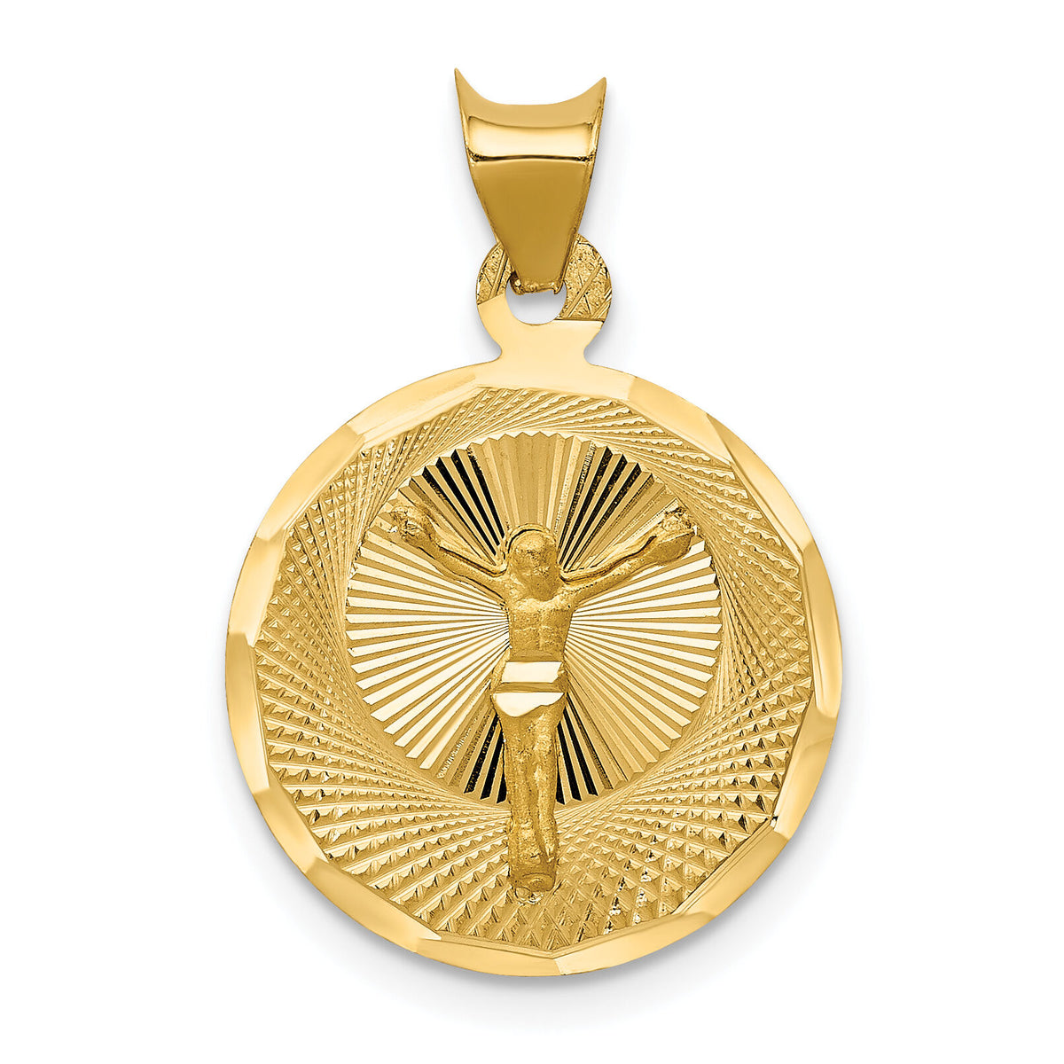 14K Polished D/C Corpus Circle Pendant-K5618