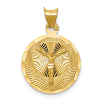 14K Polished D/C Corpus Circle Pendant-K5618