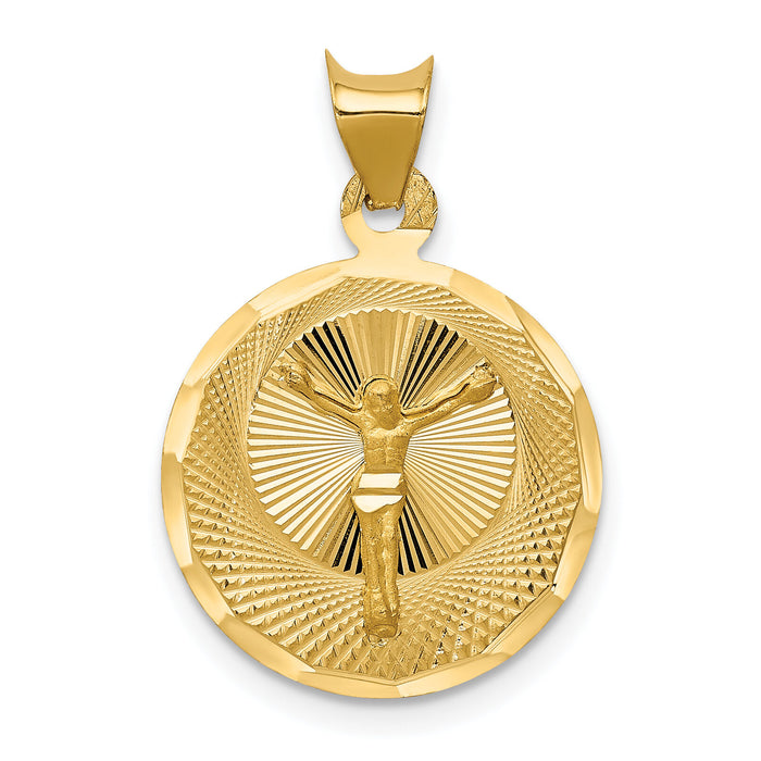 14K Polished D/C Corpus Circle Pendant-K5618