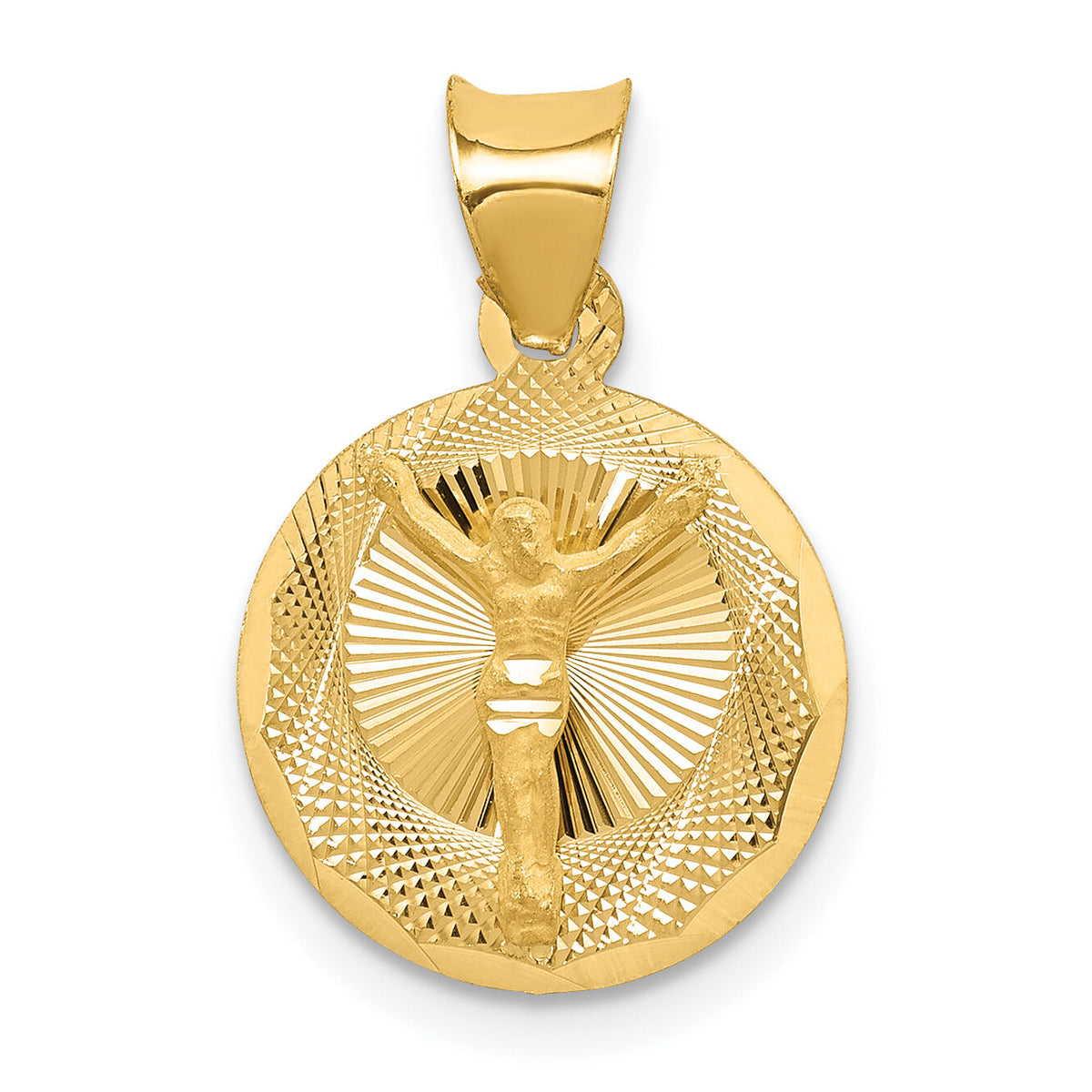 14K Polished D/C Corpus Circle Pendant-K5619