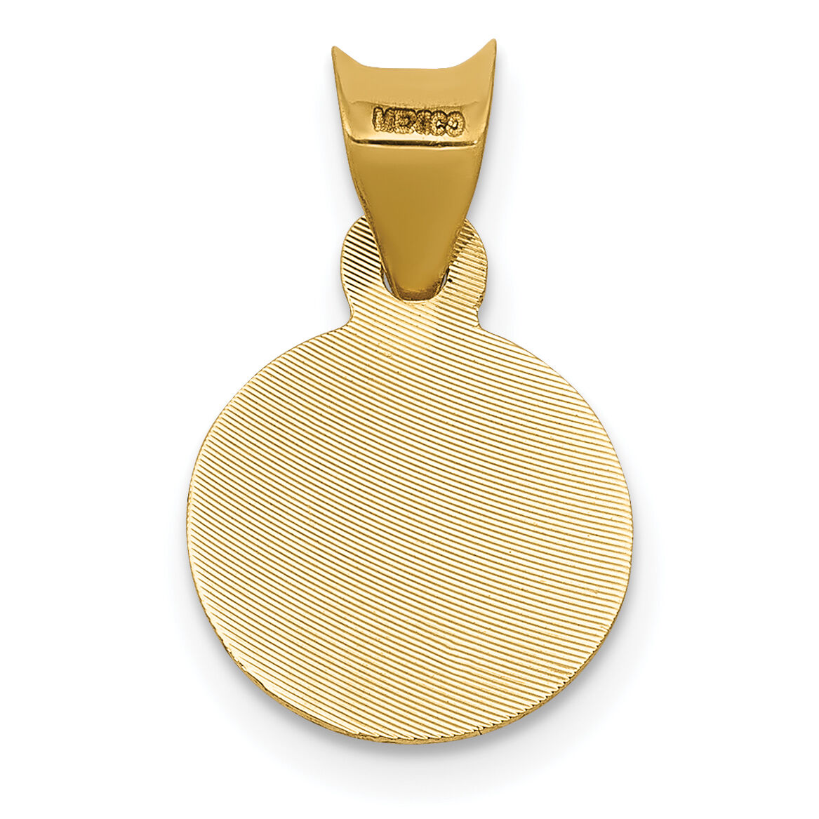 14K w/Rhodium Polished D/C Lady Of Guadalupe Circle Pendant-K5627