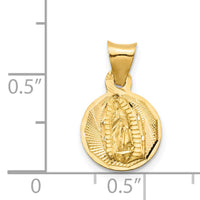 14K w/Rhodium Polished D/C Lady Of Guadalupe Circle Pendant-K5627