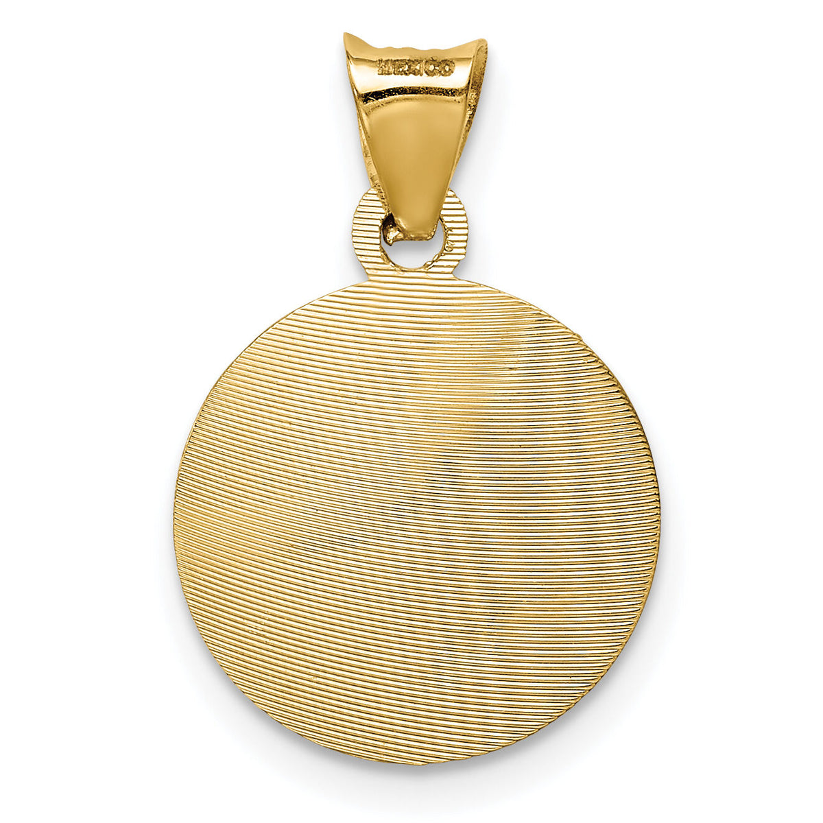 14K w/Rhodium Polished D/C Lady Of Guadalupe Circle Pendant-K5628