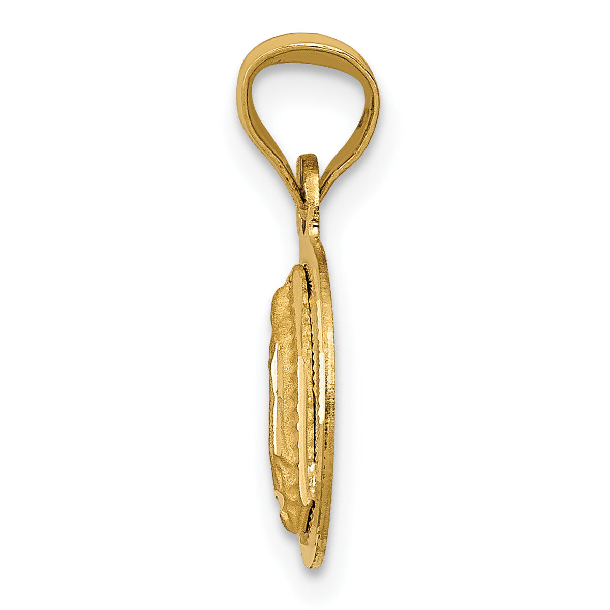 14K Polished D/C Lady Of Guadalupe Circle Pendant-K5629