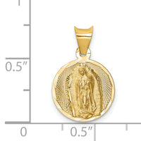 14K Polished D/C Lady Of Guadalupe Circle Pendant-K5630