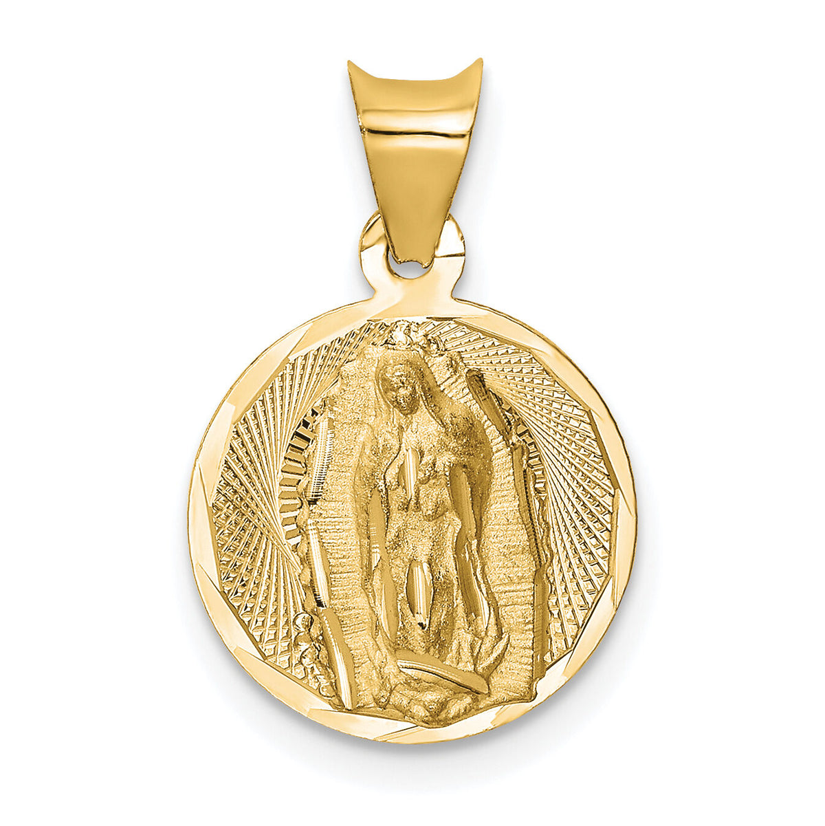 14K Polished D/C Lady Of Guadalupe Circle Pendant-K5630